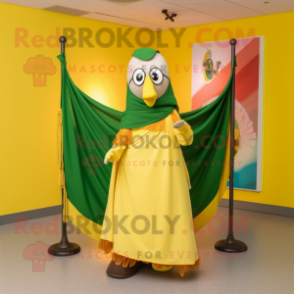 Yellow Irish Flag mascot costume character dressed with a Dress and Shawls