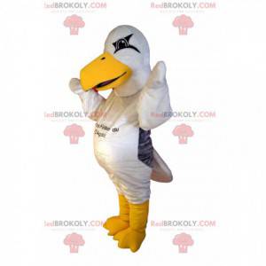 Mascote gaivota branca com seu grande bico amarelo -