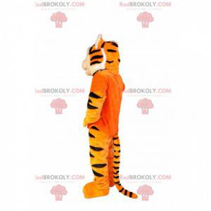 Mascotte de tigre trop mignon avec un t-shirt orange -