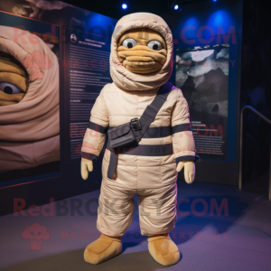 Navy Mummy mascot costume character dressed with a Cargo Pants and Mittens