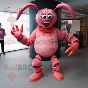 Pink Lobster maskot kostume...