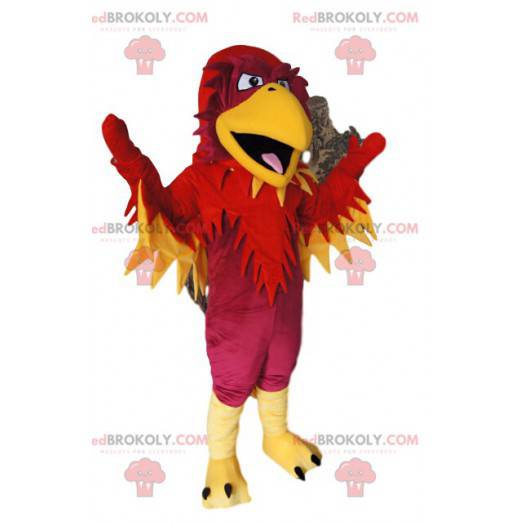 Mascotte de phoenix fushia, rouge et jaune - Redbrokoly.com