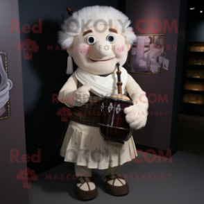 Cream Bagpipe mascot costume character dressed with a Blouse and Shoe clips
