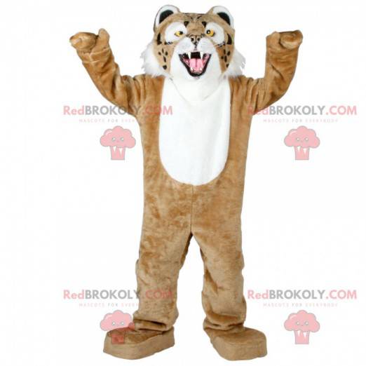 Leopardo mascote branco e marrom preto - Redbrokoly.com