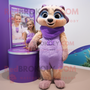 Lavender Meerkat mascot costume character dressed with a Bikini and Hairpins