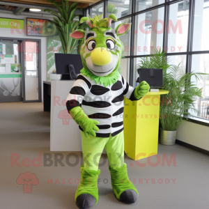 Lime Green Zebra mascotte...