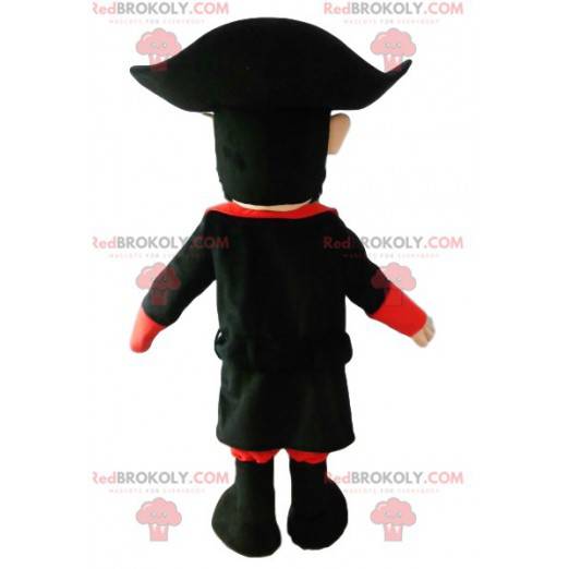 Mascote pirata com um lindo traje preto. - Redbrokoly.com