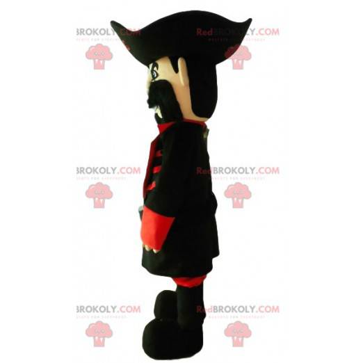 Mascote pirata com um lindo traje preto. - Redbrokoly.com