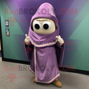 Lavender Tacos mascot costume character dressed with a Sheath Dress and Shawl pins