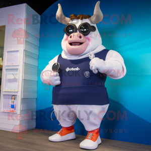 Navy Beef Stroganoff mascot costume character dressed with a Bikini and Smartwatches