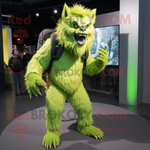 Lime Green Werewolf maskot...