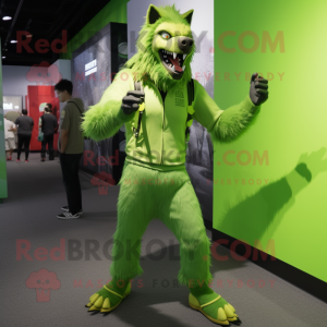 Lime Green Werewolf maskot...
