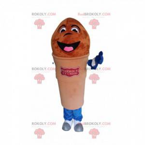 Very happy brown ice cream cone mascot! - Redbrokoly.com