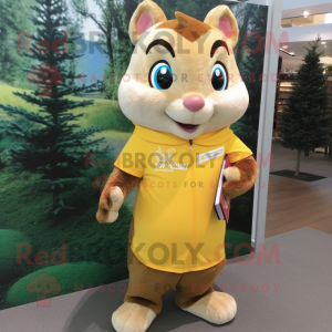 Gul Chipmunk maskot kostym...