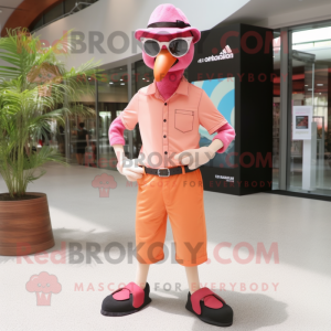 Peach Flamingo maskot drakt...