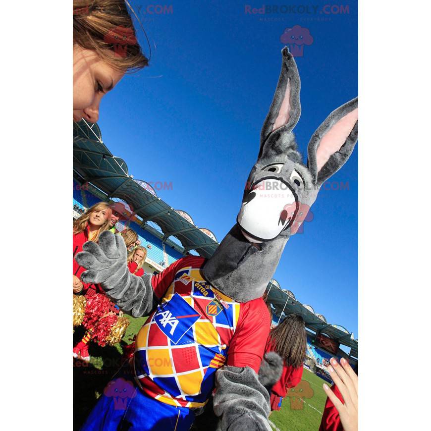 Gray donkey mascot with big ears - Redbrokoly.com