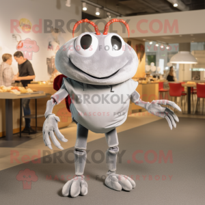 Gray Crab Cakes mascot costume character dressed with a Skinny Jeans and Cummerbunds