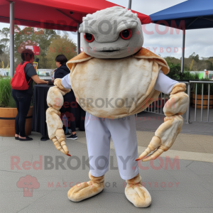 Gray Crab Cakes mascot costume character dressed with a Skinny Jeans and Cummerbunds