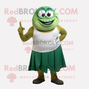 Green Oyster mascot costume character dressed with a Tank Top and Ties