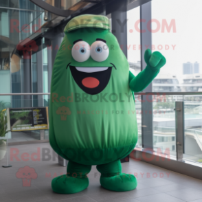 Green Oyster mascot costume character dressed with a Tank Top and Ties