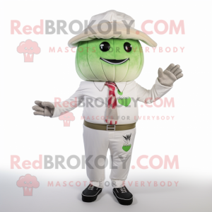 White Watermelon mascot costume character dressed with a Chinos and Mittens