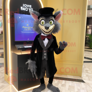 Olive Aye-Aye mascot costume character dressed with a Tuxedo and Digital watches
