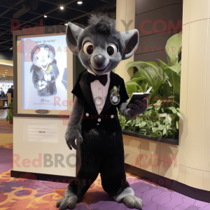 Olive Aye-Aye mascot costume character dressed with a Tuxedo and Digital watches