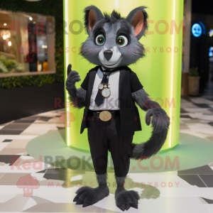 Olive Aye-Aye mascot costume character dressed with a Tuxedo and Digital watches