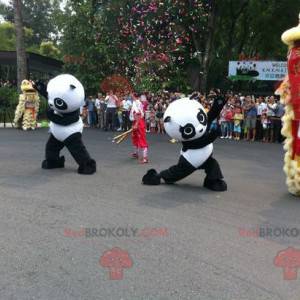 2 mascottes de panda noirs et blancs - Redbrokoly.com