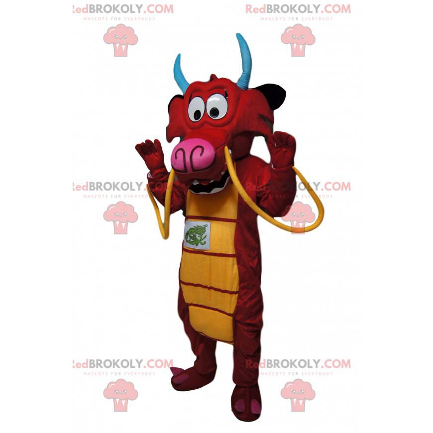 Superleuke rode draak mascotte met gele snorren - Redbrokoly.com