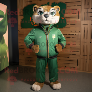 Grön Puma maskot kostym...
