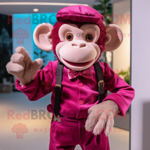 Magenta Monkey mascot costume character dressed with a Chinos and Bow ties