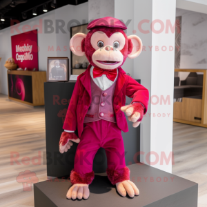 Magenta Monkey mascot costume character dressed with a Chinos and Bow ties