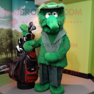 Forest Green Golf Bag mascot costume character dressed with a Blouse and Scarf clips