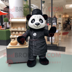 Black Dim Sum mascot costume character dressed with a Romper and Wallets