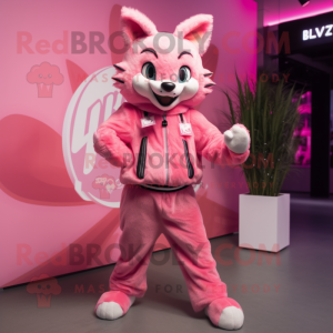 Pink Lynx maskot kostume...