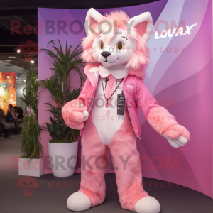 Rosa Lynx maskot kostym...