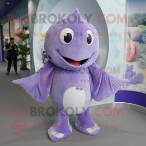 Lavender Stingray mascot costume character dressed with a Corduroy Pants and Keychains