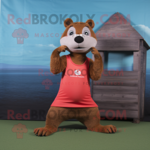 Red Otter maskot kostume...