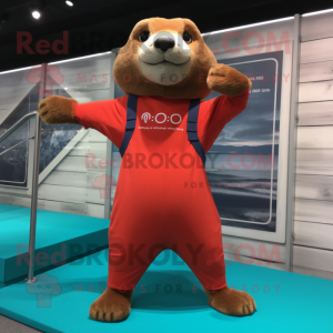 Red Otter mascotte kostuum...