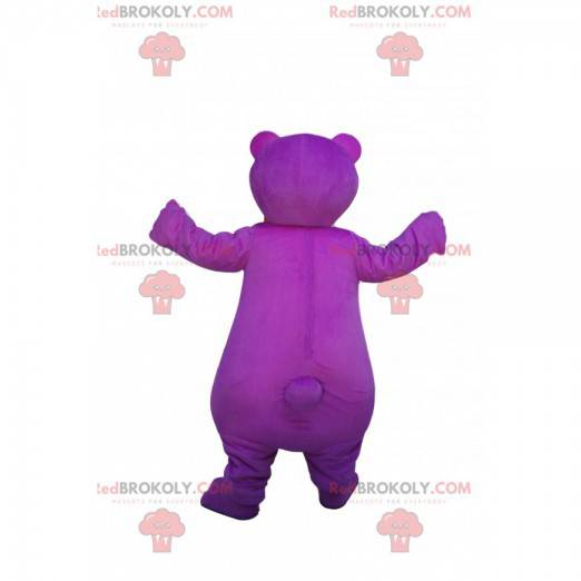 Super happy purple bear mascot. Purple bear costume -