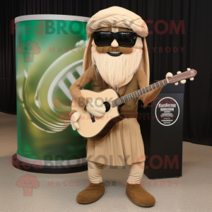 Tan Celtic Harp mascot costume character dressed with a Cargo Pants and Sunglasses