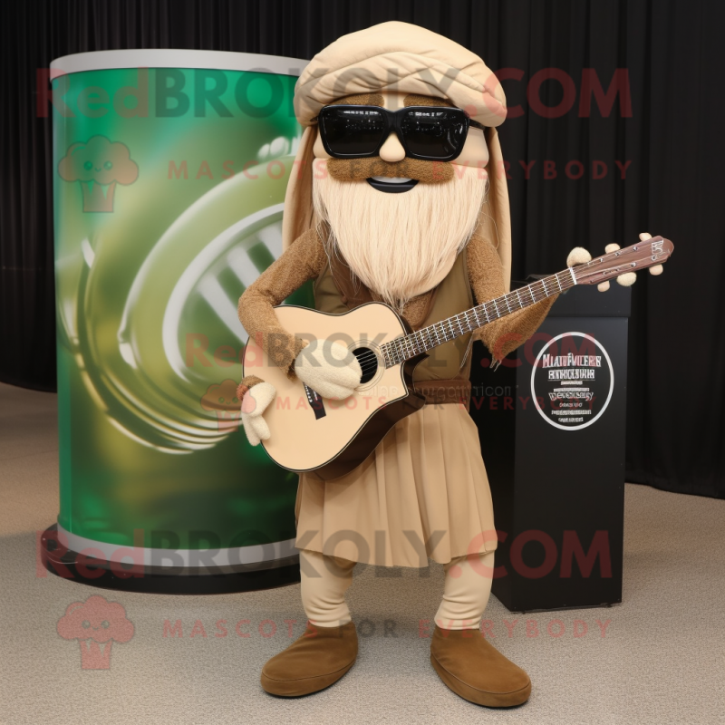 Tan Celtic Harp mascot costume character dressed with a Cargo Pants and Sunglasses Tan Celtic Harp mascot costume character dressed with a Cargo Pants and Sunglasses
