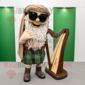 Tan Celtic Harp mascot costume character dressed with a Cargo Pants and Sunglasses