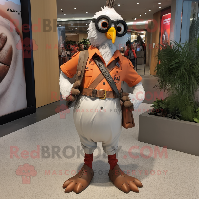 Rust Pigeon mascot costume character dressed with a Joggers and Suspenders Rust Pigeon mascot costume character dressed with a Joggers and Suspenders