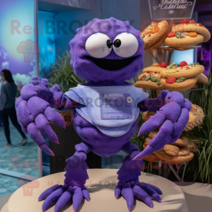 Lavender Crab Cakes mascot costume character dressed with a Swimwear and Cummerbunds