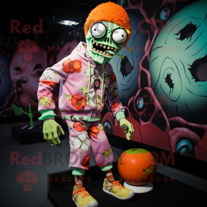 Peach Zombie mascot costume character dressed with a Swimwear and Necklaces Peach Zombie mascot costume character dressed with a Swimwear and Necklaces