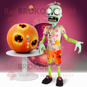 Peach Zombie mascot costume character dressed with a Swimwear and Necklaces