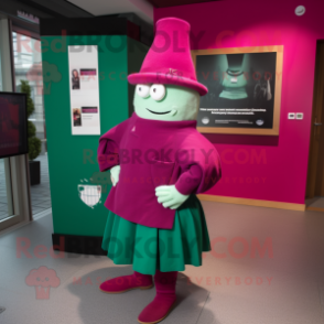 Magenta Irish Flag mascot costume character dressed with a Shift Dress and Cufflinks