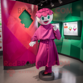 Magenta Irish Flag mascot costume character dressed with a Shift Dress and Cufflinks